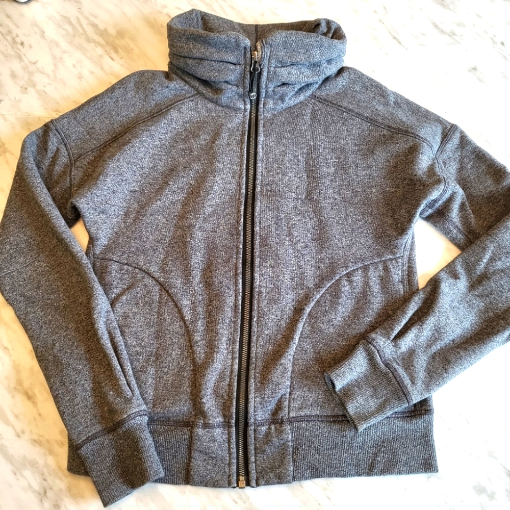 Lululemon Heather Grey Full Zip Thick Sweater
